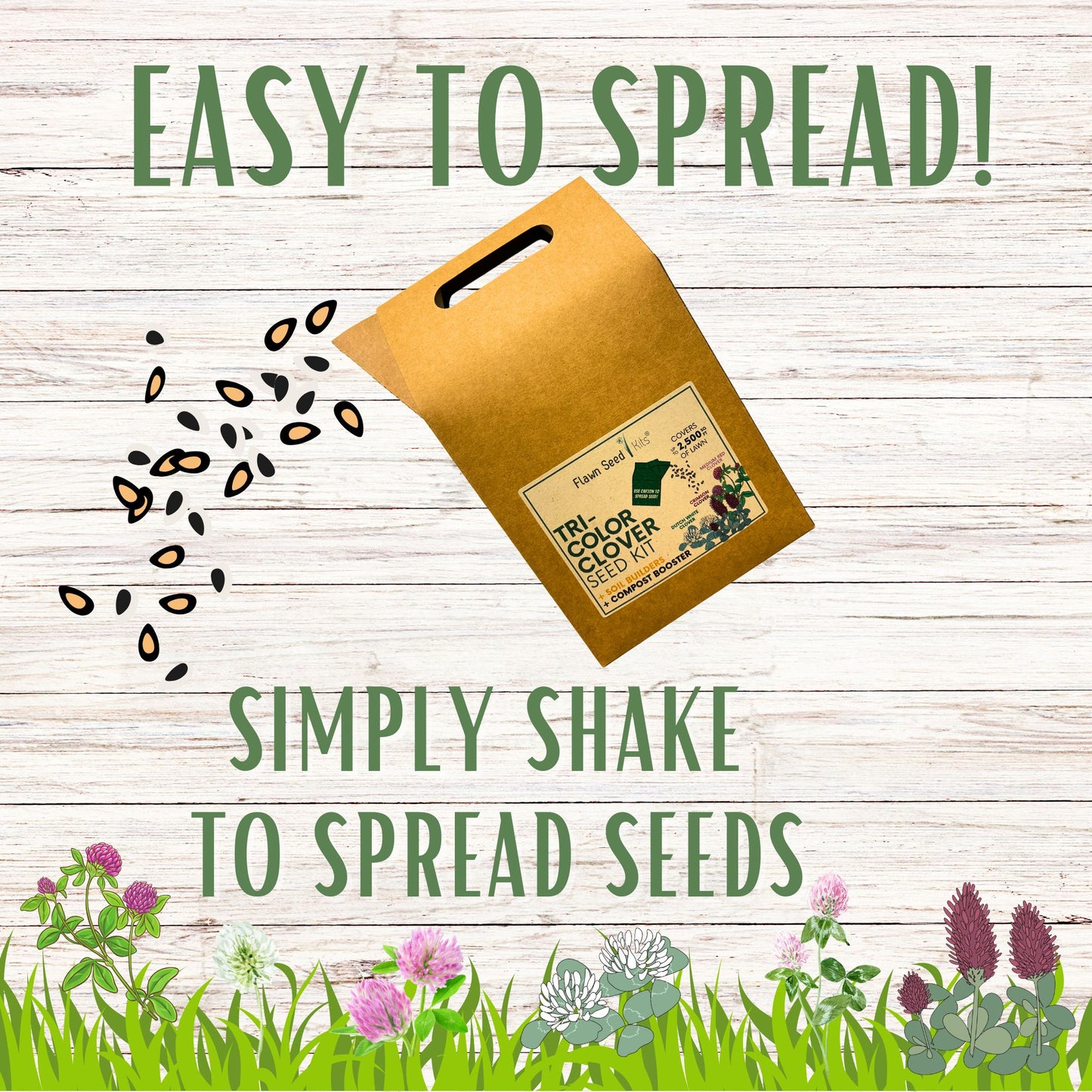 Tri-Color Clover Seed Mix Eco-Spread Carton