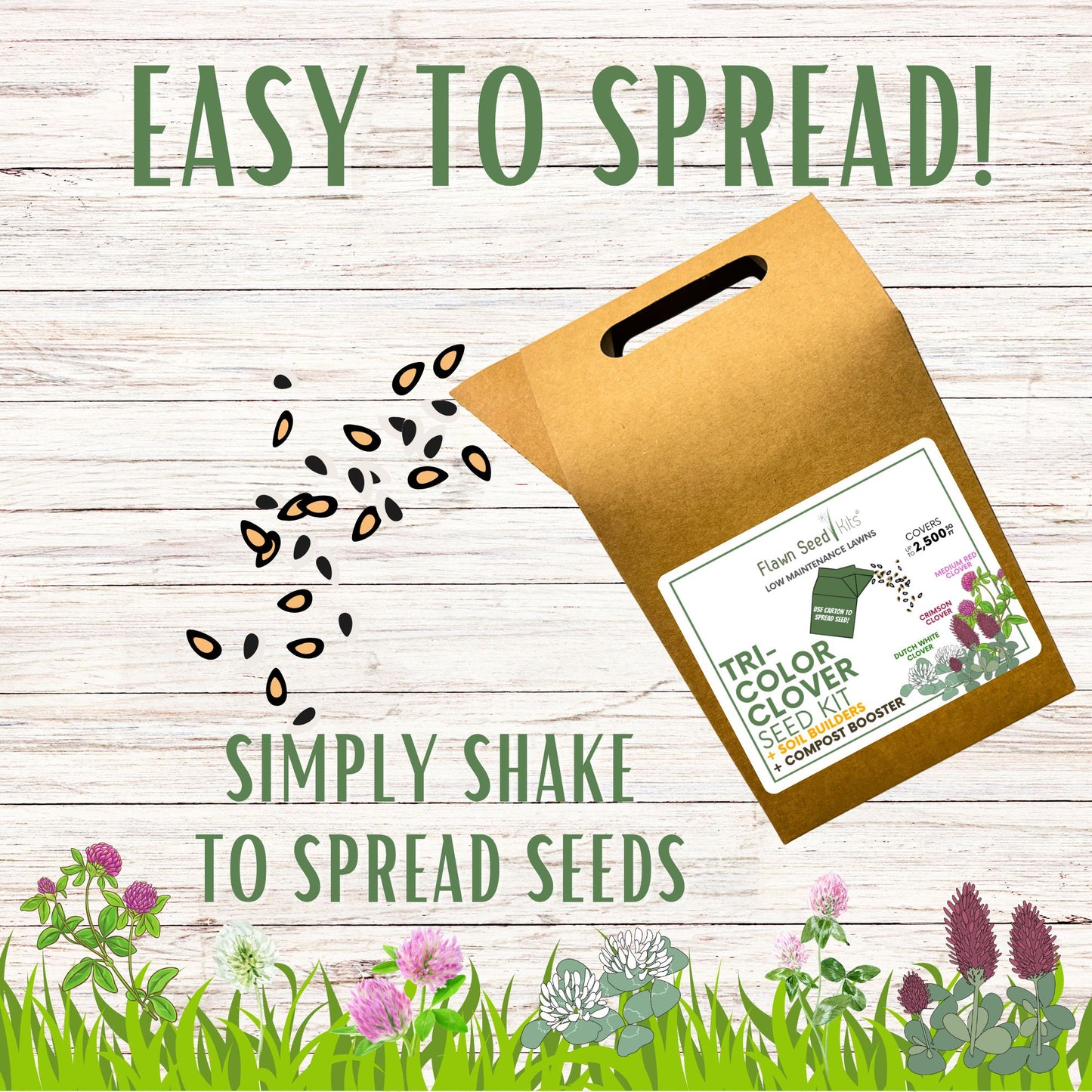 Tri-Color Clover Seed Mix Eco-Spread Carton