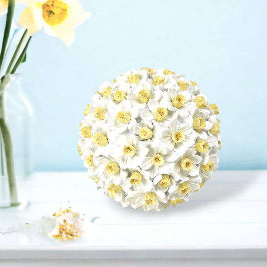 Blue Butterfly Garden Round Daffodil Orb Decor Figurine, Blue