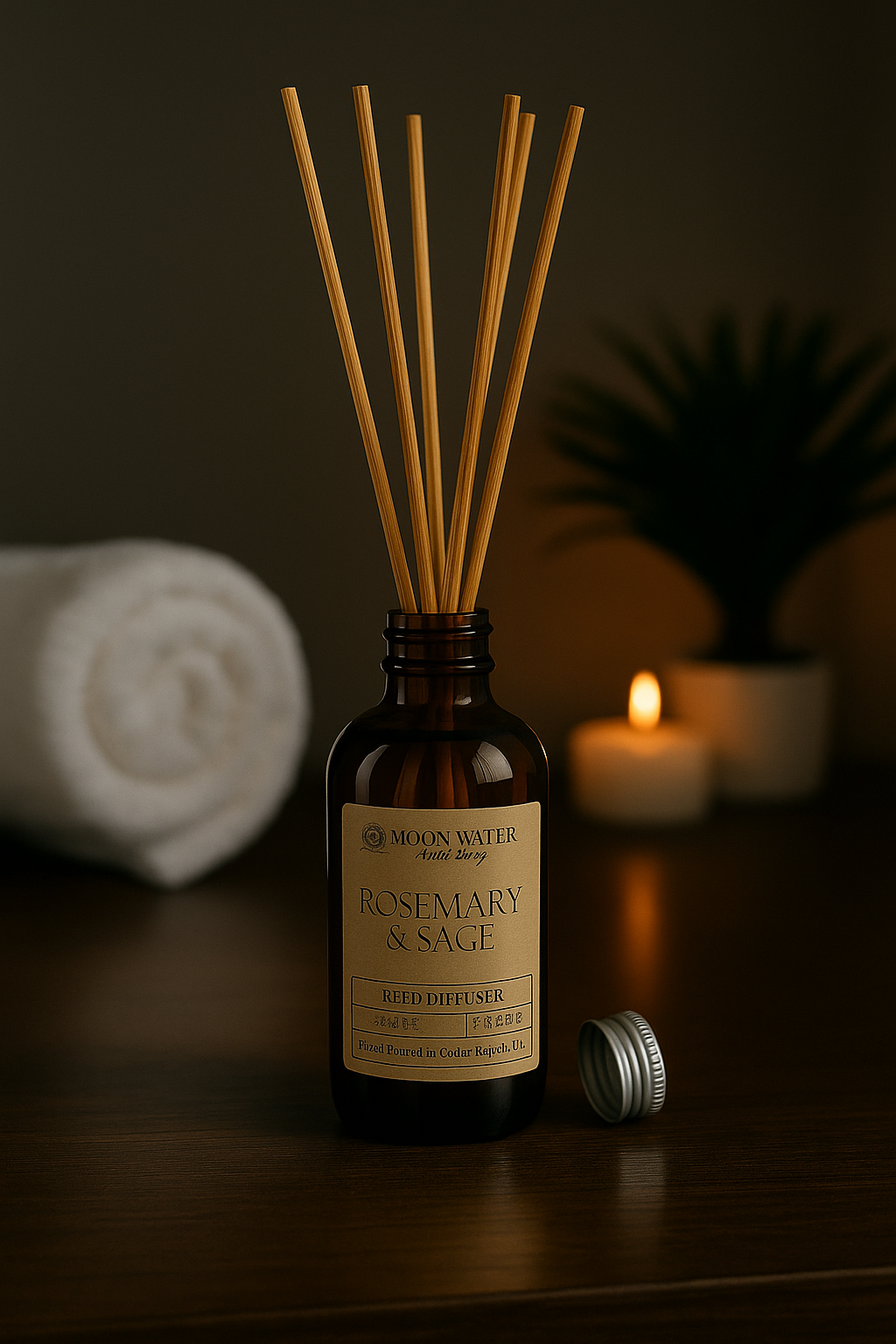 Rosemary + Sage - REED DIFFUSER, Herbal Aromatherapy Home Fragrance -- by Moon Water Apothecary!