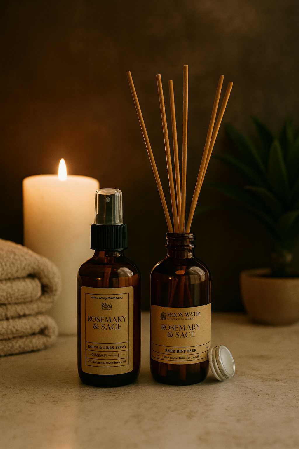 Rosemary + Sage - REED DIFFUSER, Herbal Aromatherapy Home Fragrance -- by Moon Water Apothecary!
